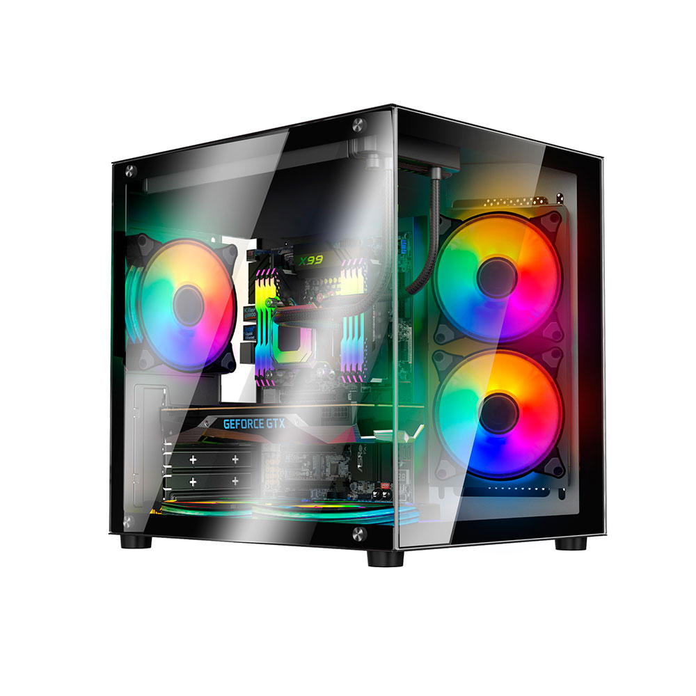 Gabinete A8 Gs-7950 Tg Fans X5 Argb Black Sentey