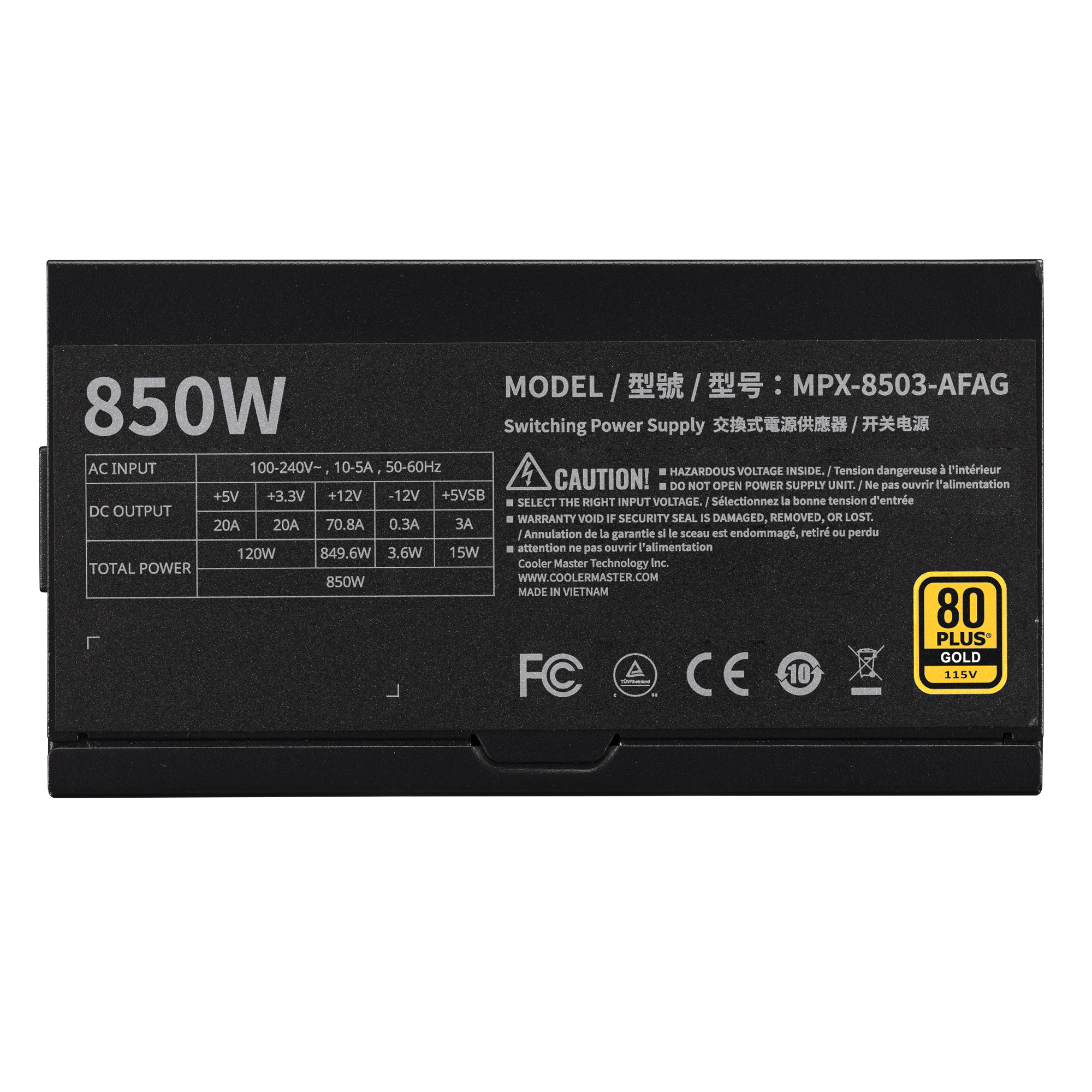 Fuente 850w Cooler Master Mwe V3 80 Plus Gold Atx 3.1 Pcie 5.1