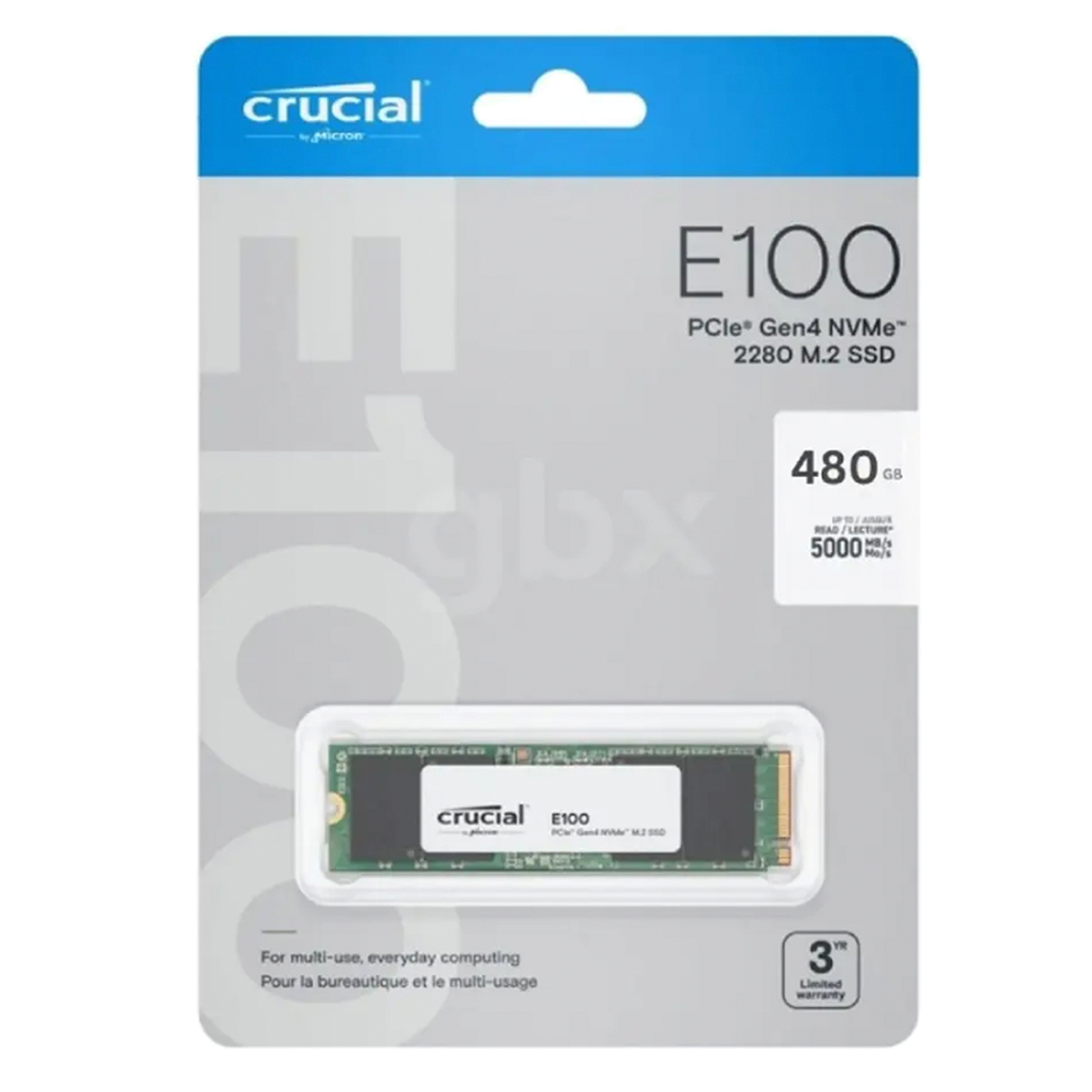 Disco Ssd 480gb E100 M.2 Nvme Gen4 Crucial