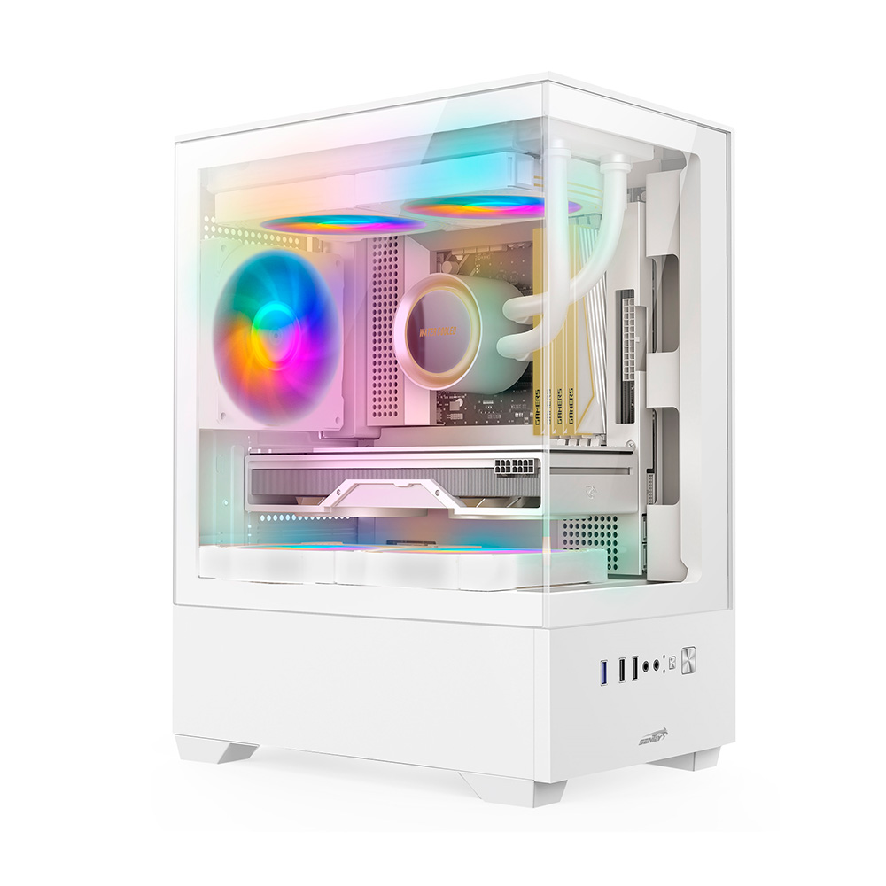 Gabinete H11 6110-sf White Tg Fans X5 Frgb Sentey