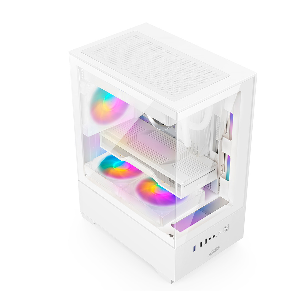 Gabinete H11 6110-sf White Tg Fans X5 Frgb Sentey