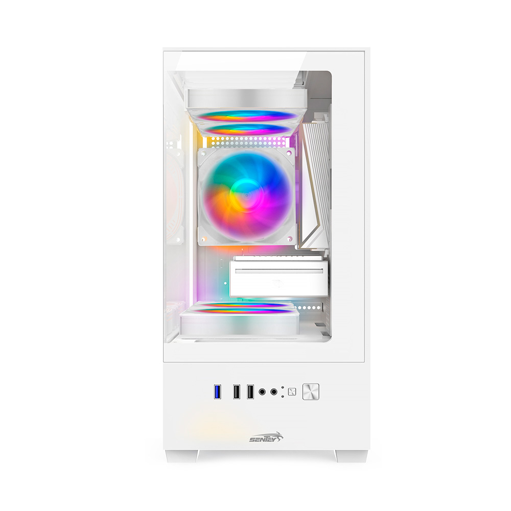 Gabinete H11 6110-sf White Tg Fans X5 Frgb Sentey