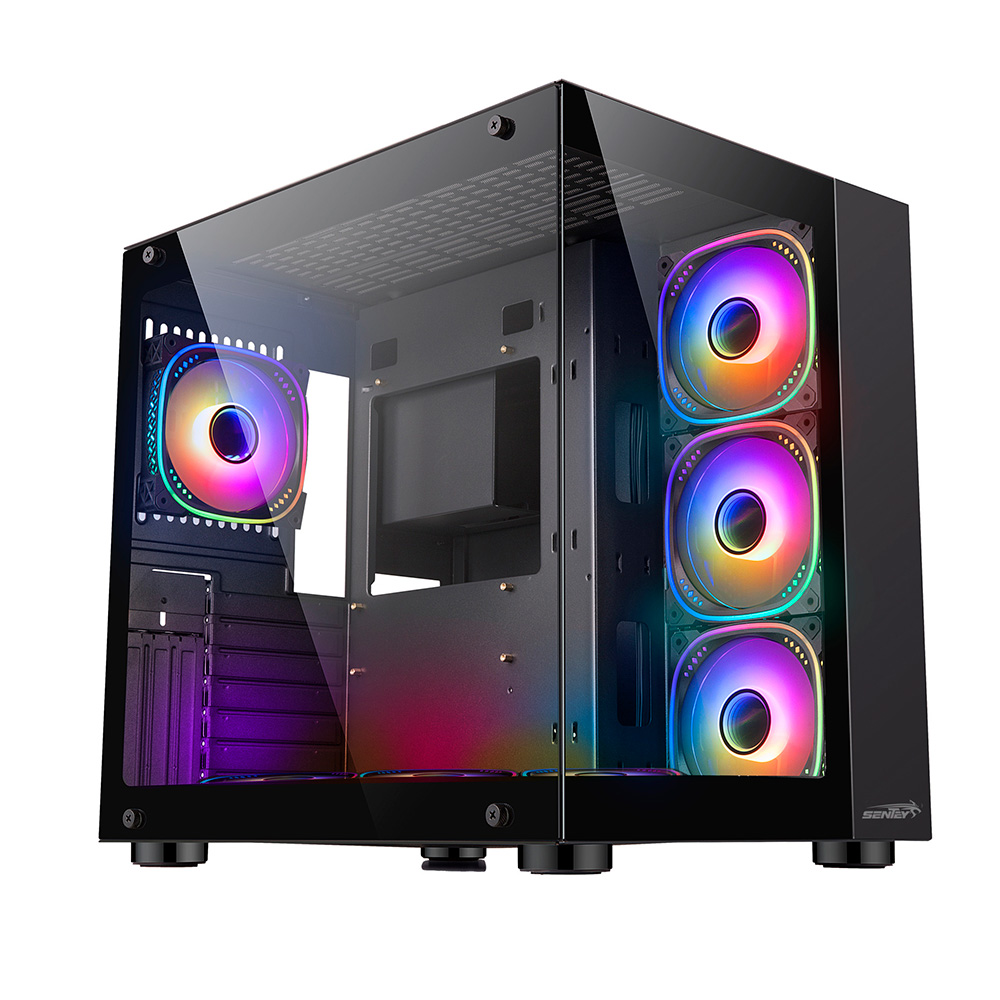 Gabinete A40 Gs-8200 Tg Fans X7 Argb Black Tg Sentey