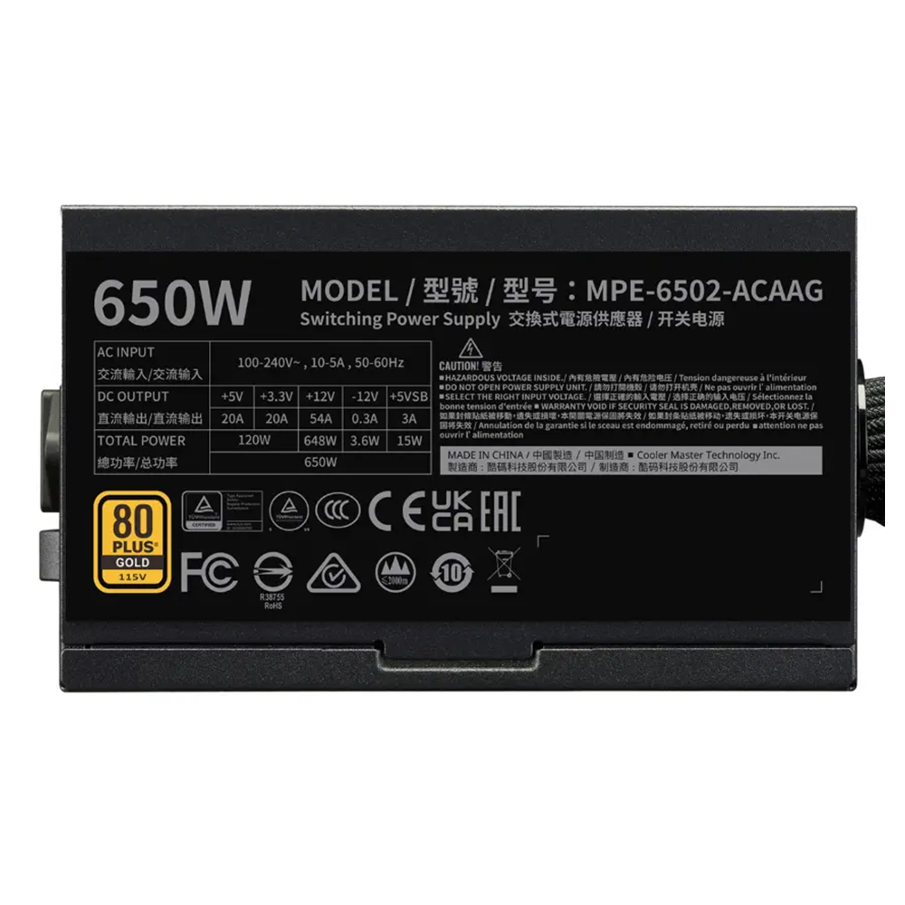 Fuente 650w 80+ Gold G Series V3 Atx 3.1 Cooler Master