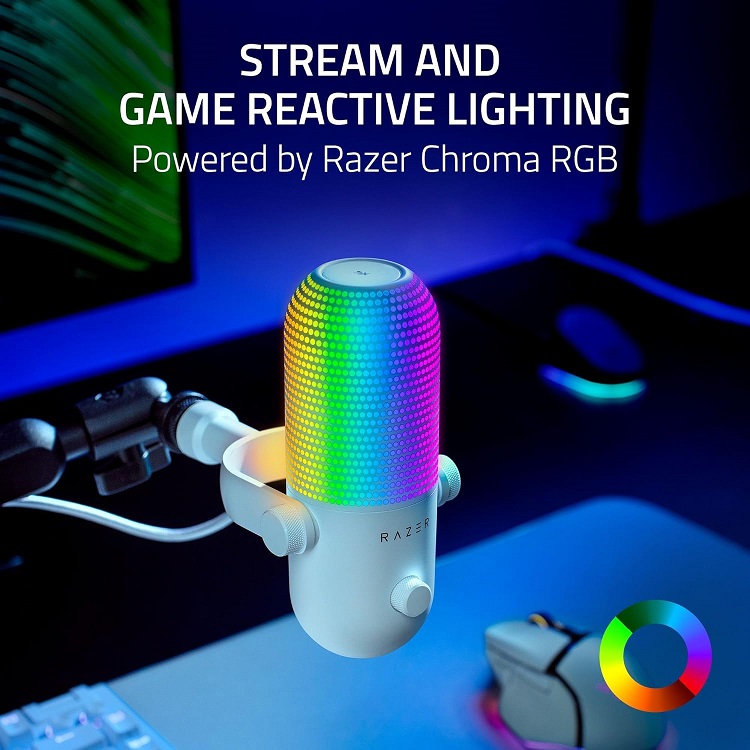 Microfono Razer Seiren V3 Chroma RGB USB White Edition