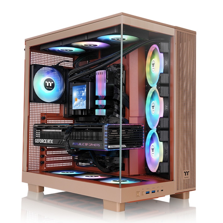 Gabinete TT View 380 XL Mid-Tower TG x2 Fan ARGB x1 Reverse Fan x3 Gravel Sand