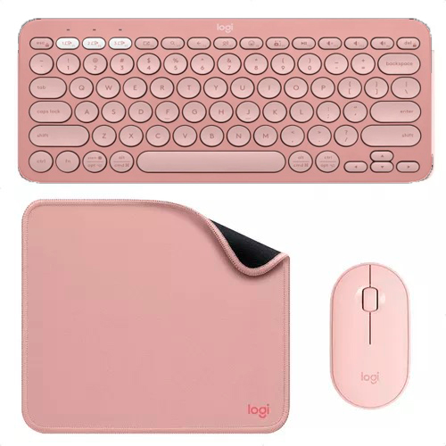Combo Logitech Teclado + Mouse + Pad Rosa Megasoft