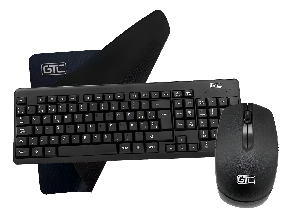 KIT COMBO TECLADO Y MOUSE INALAMBRICO Y PAD MOUSE GTC KBG-014