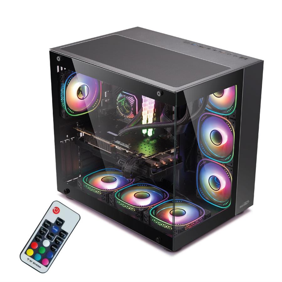 Gabinete Gamer Sentey A40 Gs-8200 Argb 7 Coolers Negro