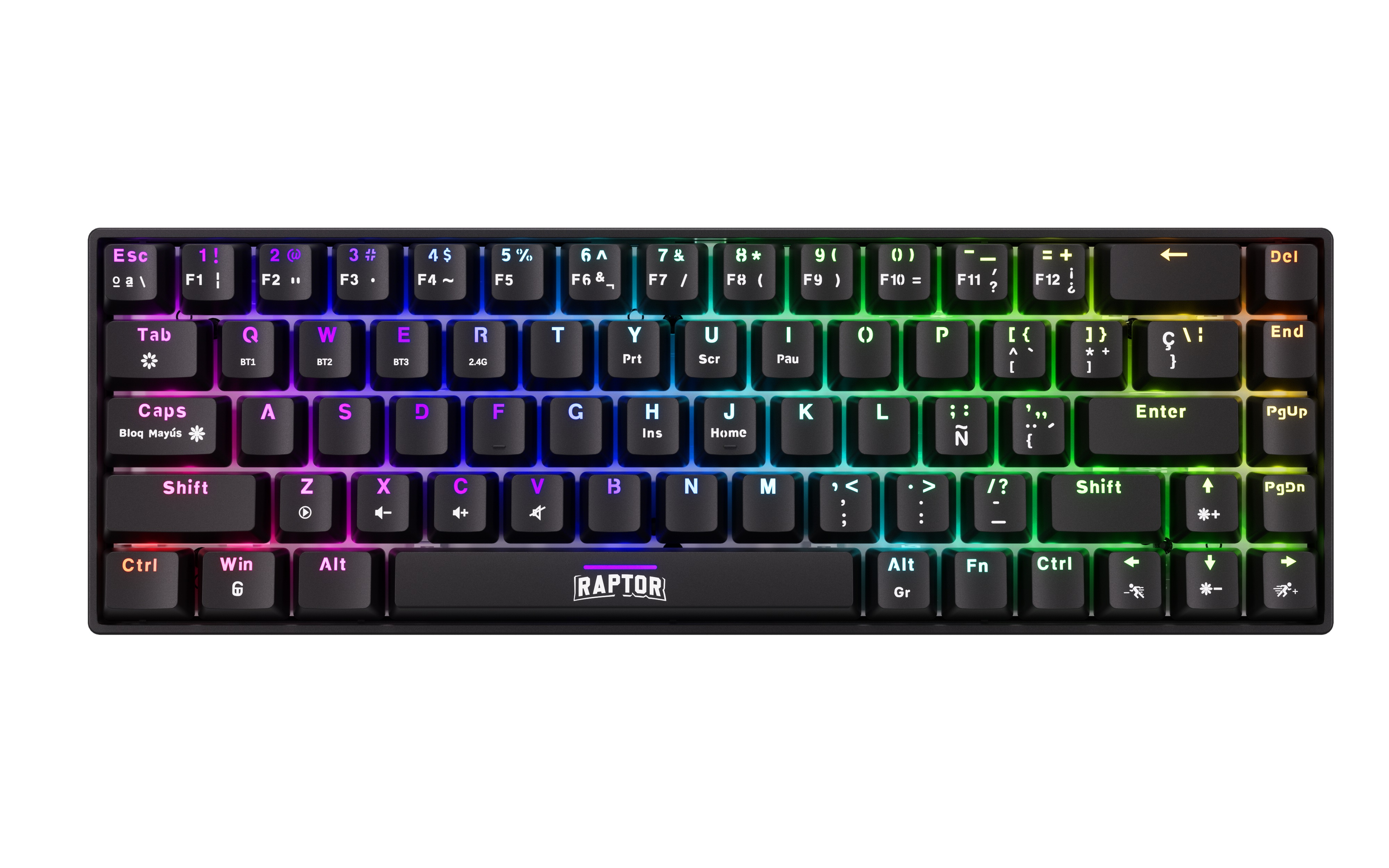 Teclado Raptor Fireclaw M68 Wireless Mecanico Retroiluminado Red Outemu