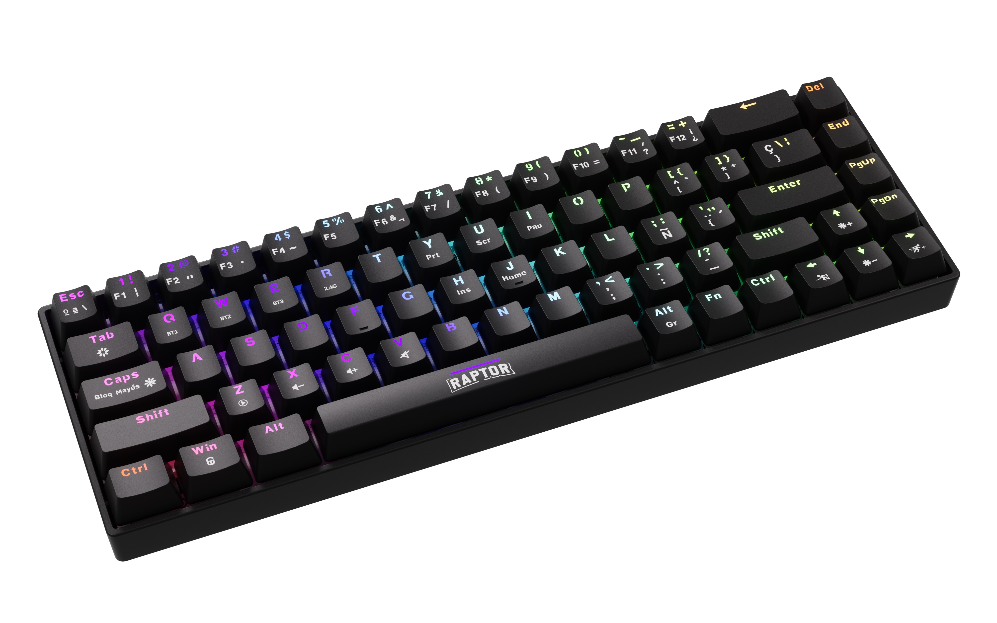 Teclado Raptor Fireclaw M68 Wireless Mecanico Retroiluminado Red Outemu