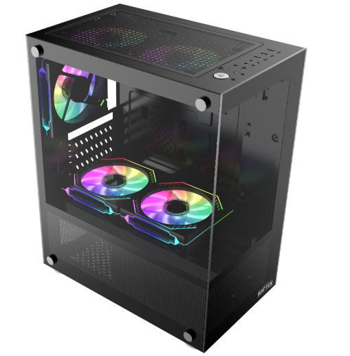 Gabinete Raptor Nova Prime TG x2 Mid-Tower RGB Fan x3 Black