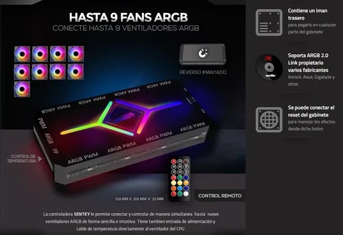 Controladora ARGB PWM Sentey + Control Remoto