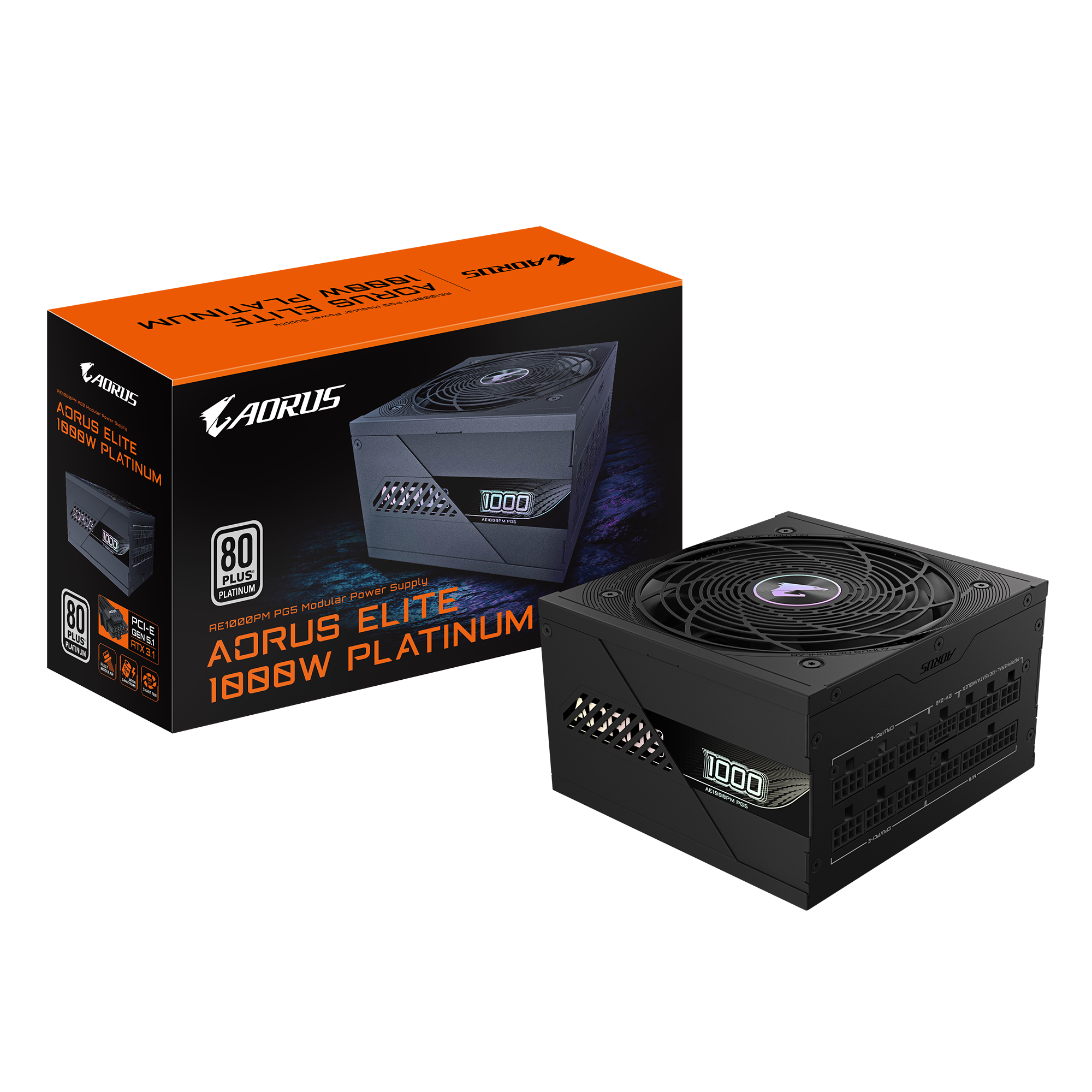 Fuente Gigabyte 1000W 80 Plus Platinum AORUS ELITE Full Modular PCIe 5.0 Black