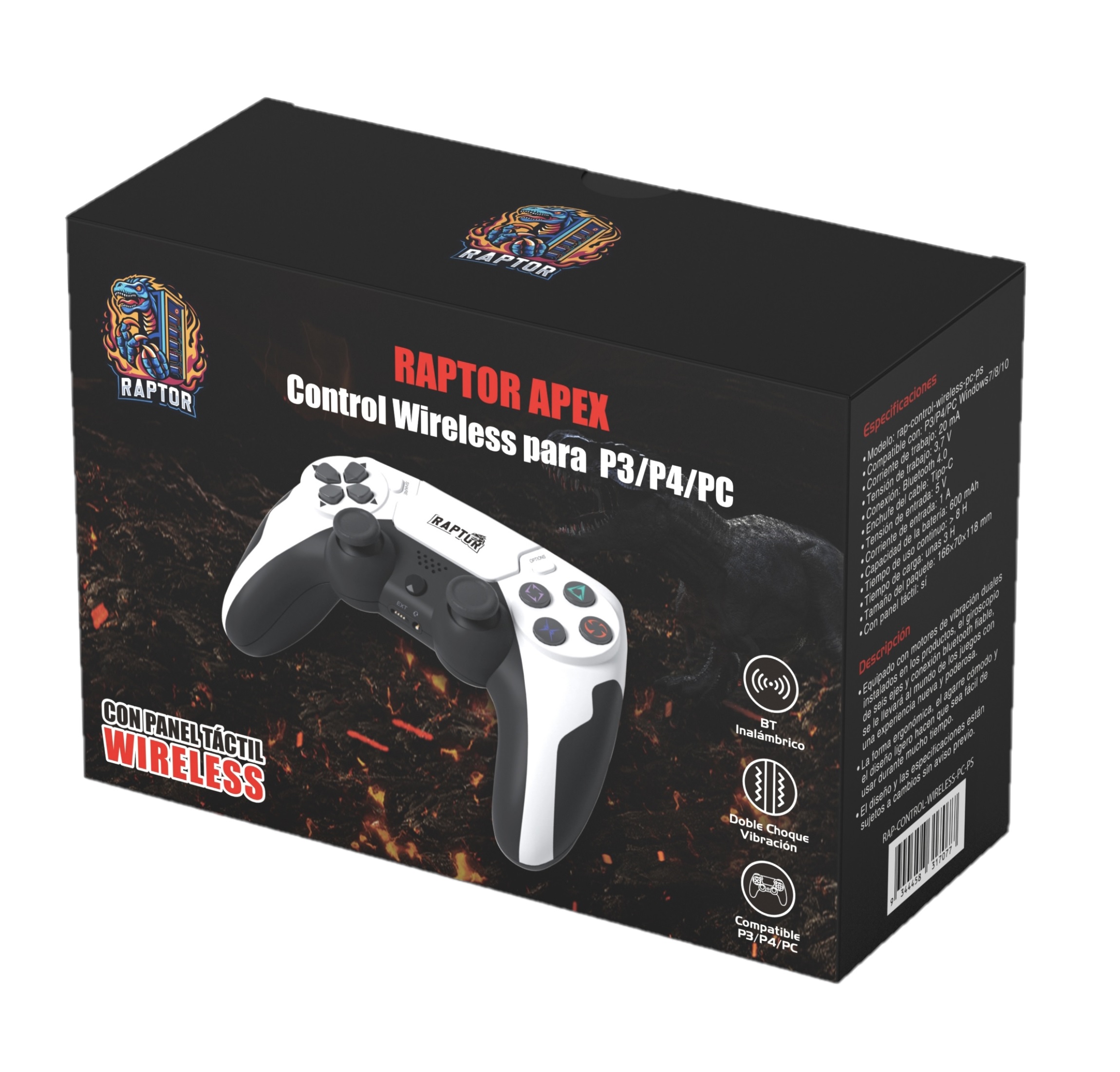 Joystick Raptor Apex Wireless p/PC/PS3/PS4