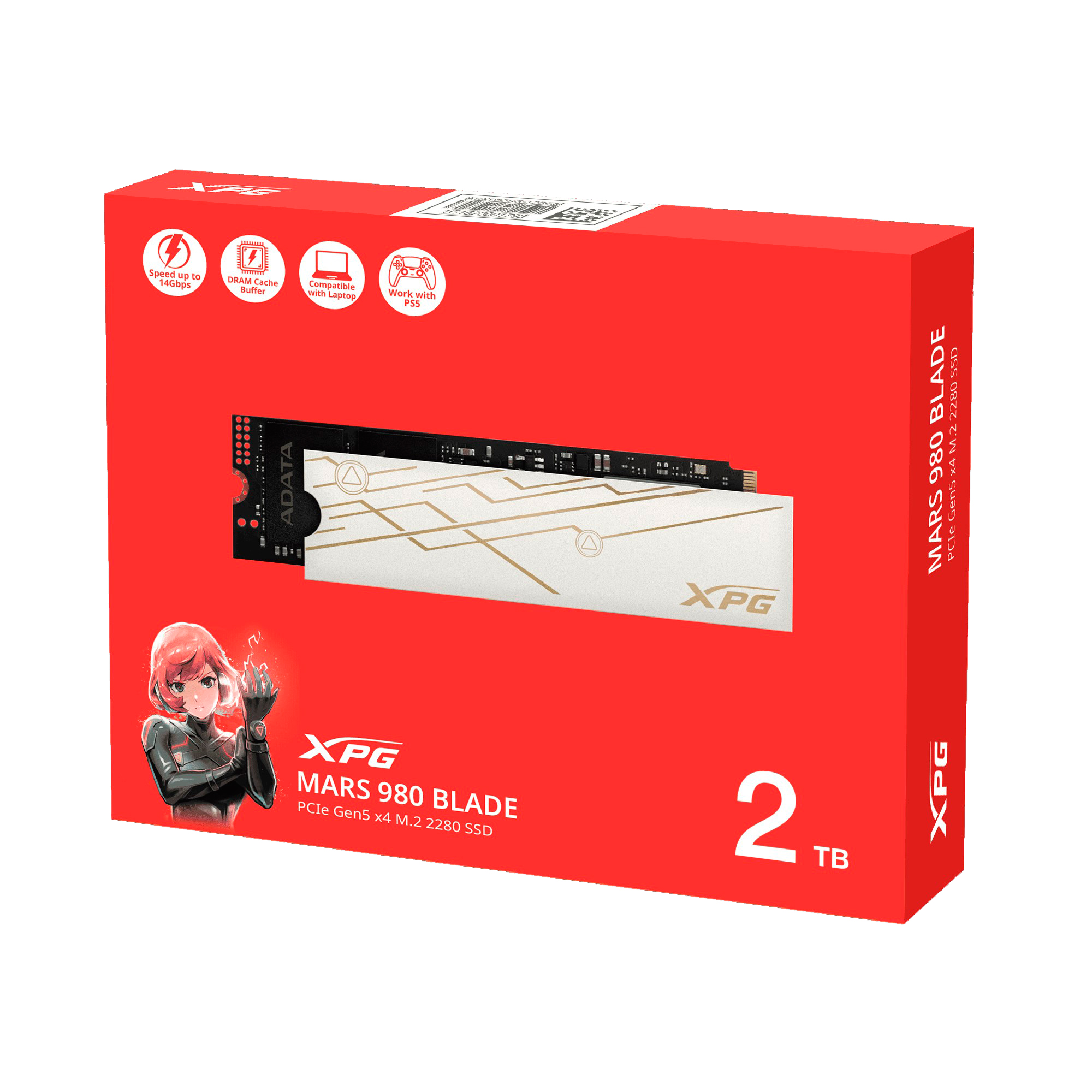 Disco Sólido M2 2tb Xpg Mars 980 Blade Pcie Gen5 X4 2280 Blanco