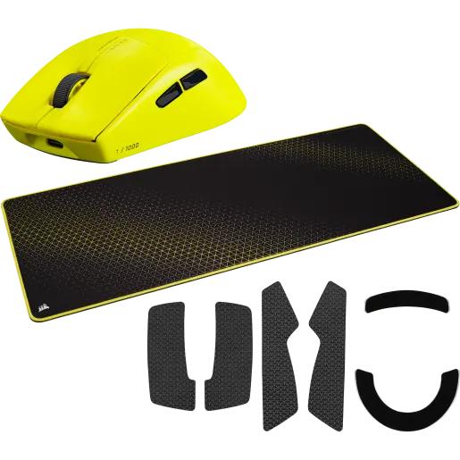 Combo Corsair Mouse M75 Air Wireless Yellow + Mouse Pad Black/Yellow
