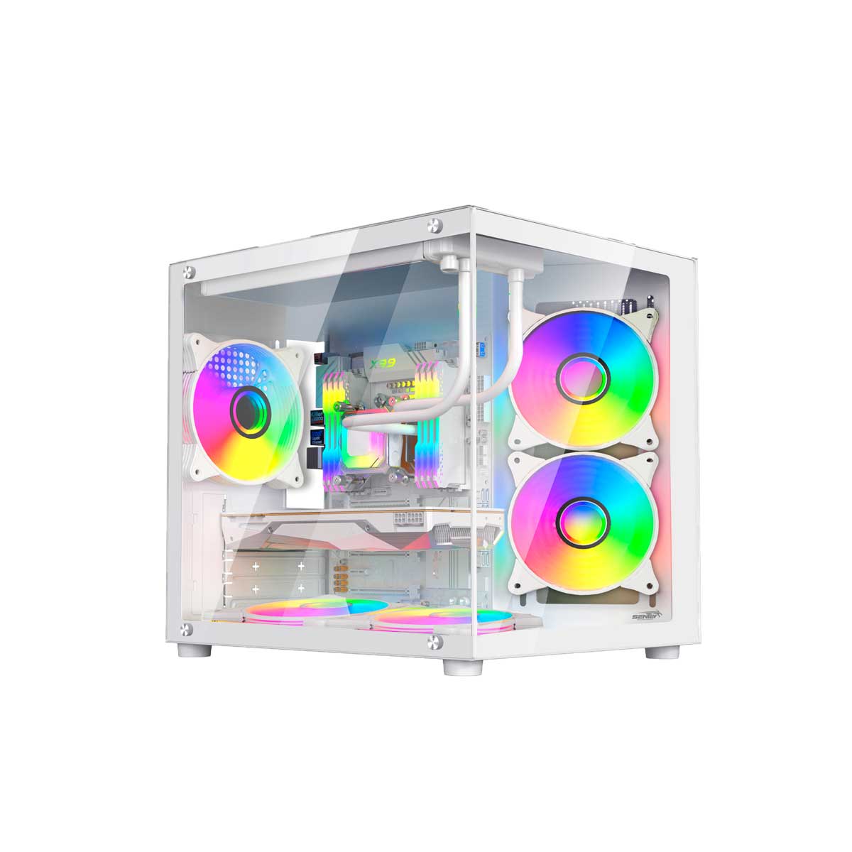 Gabinete Sentey A8 Vidrio Temp + 5 Coolers Blanco White