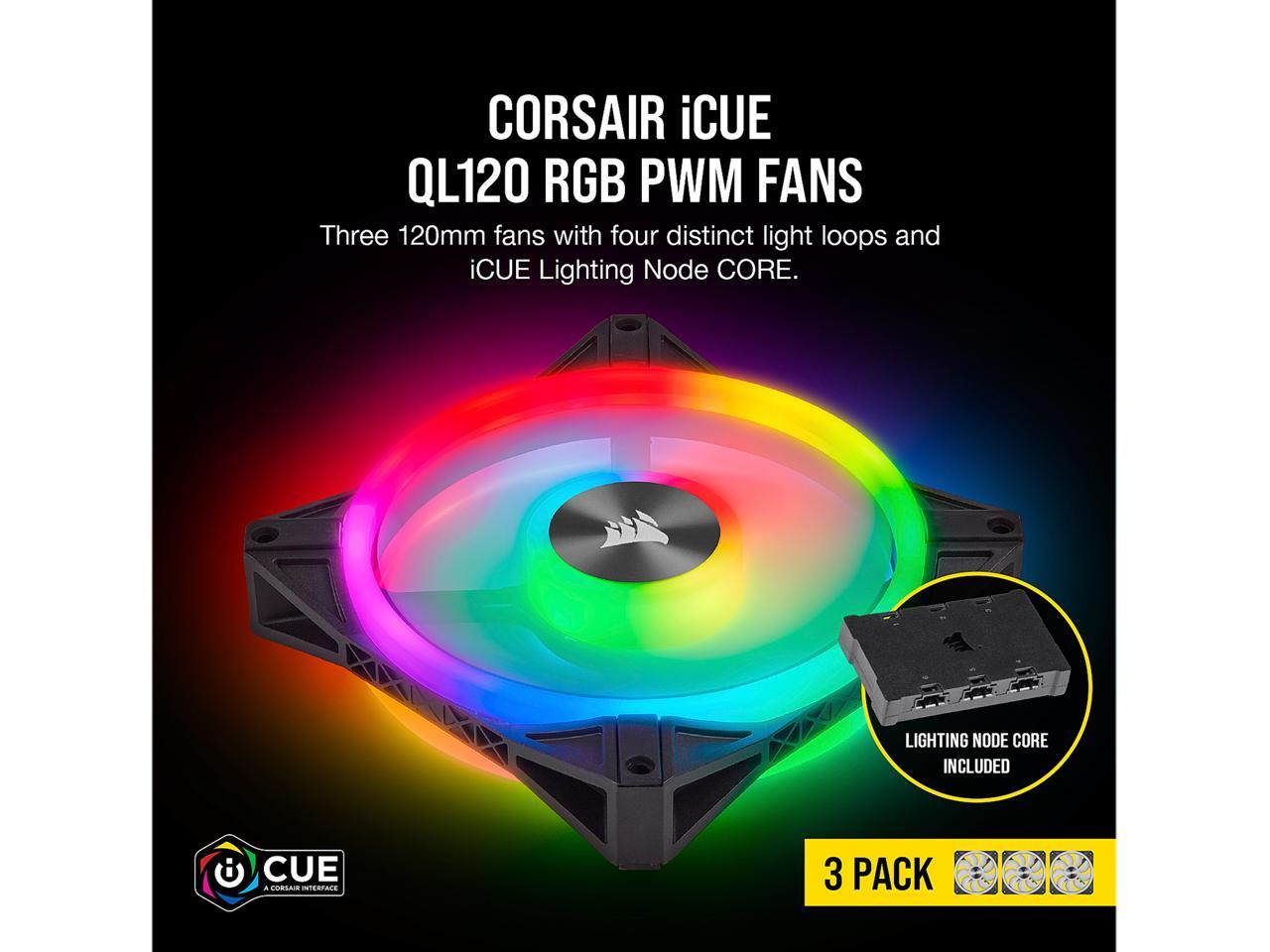 KIT 3 FAN COOLER 120MM CORSAIR PWM ICUE QL120 RGB MEGASOFT
