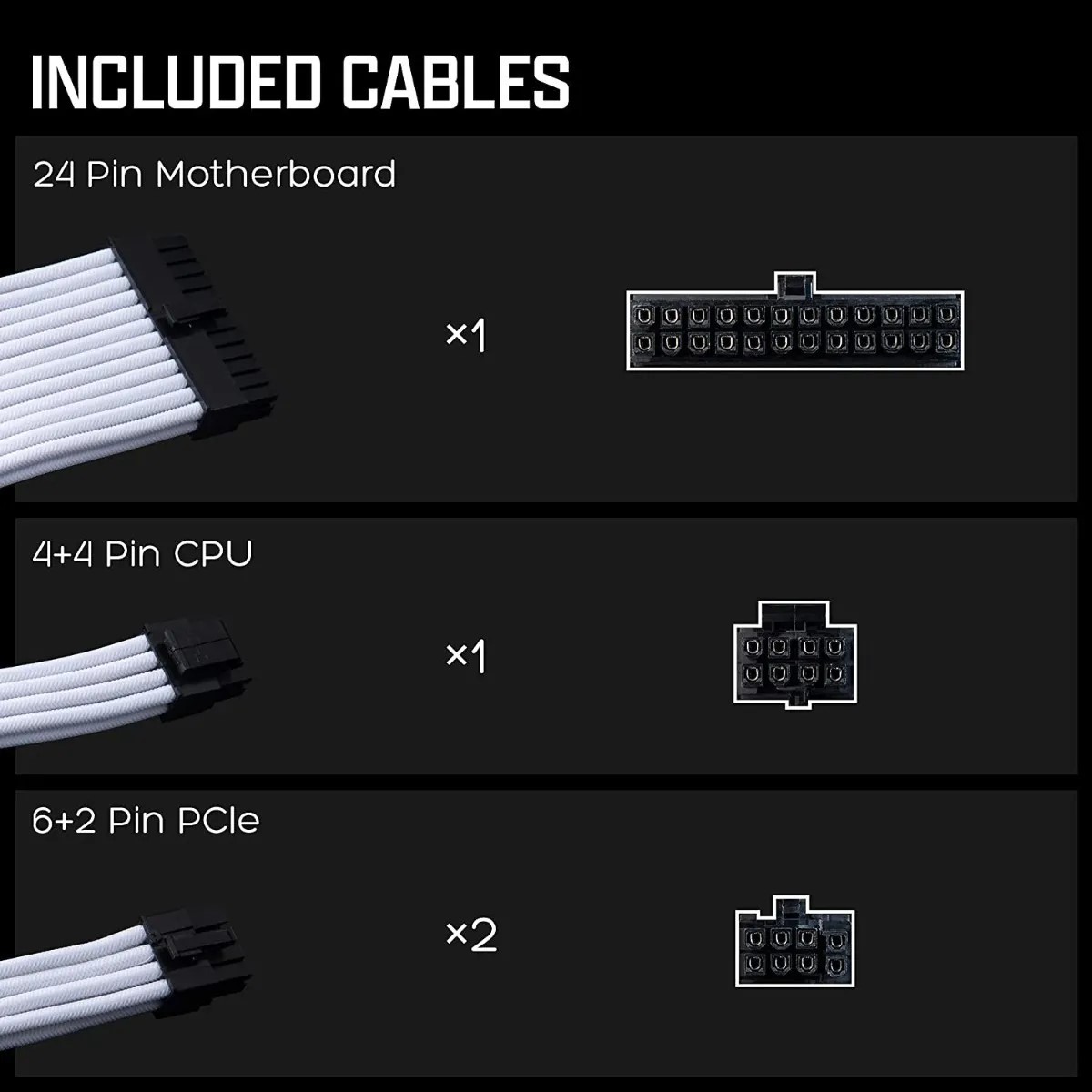 Kit Cables Extension Atx Tecware Atx24 Pci-e 6+2 Eps 4+4 Blanco