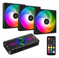 KIT CONTROLADORA + 3 COOLERS ARGB 120MM GABINETE PC GAMER (ID-COOLING)