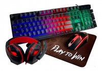 COMBO GAMING GTC CBG-021 TECLADO MOUSE AURICULAR Y PAD