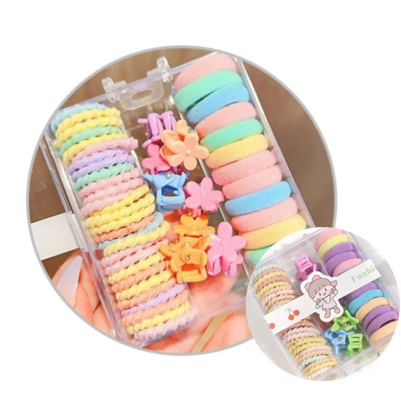 Set De Gomitas + Coleritos + Trabitas Para Pelo Con Estuche