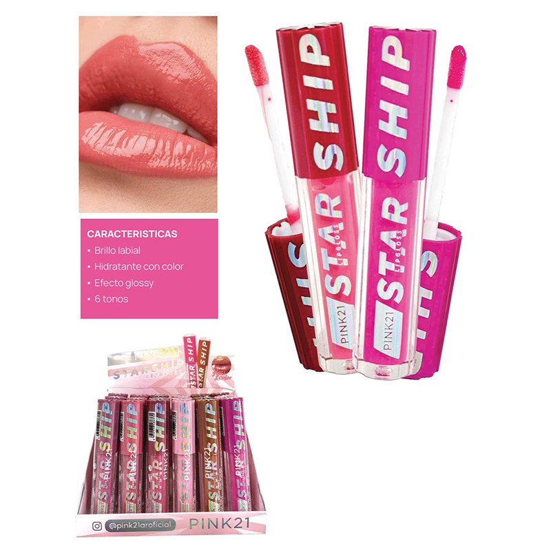 Pack X6 Brillo Labial Hidratante + Efecto Glossy Starship Pink 21 (PROMO)(SURTIDO)