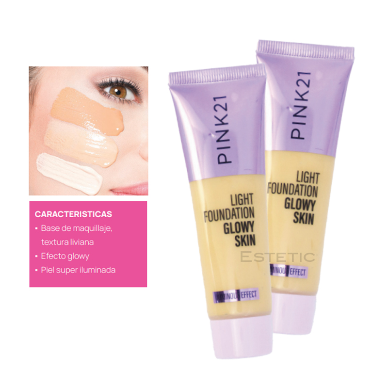 Pack X6 Base Light Glowy Skin Piel Liviana Y Luminosa Pink 21 (PROMO)(SURTIDA)
