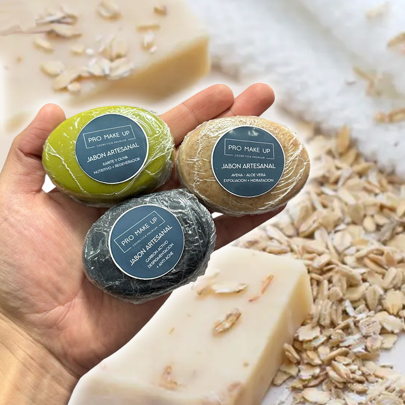 Pack X3 Jabon Artesanal Premium Carbon Activado Avena Oliva Bergamota Pro Make Up