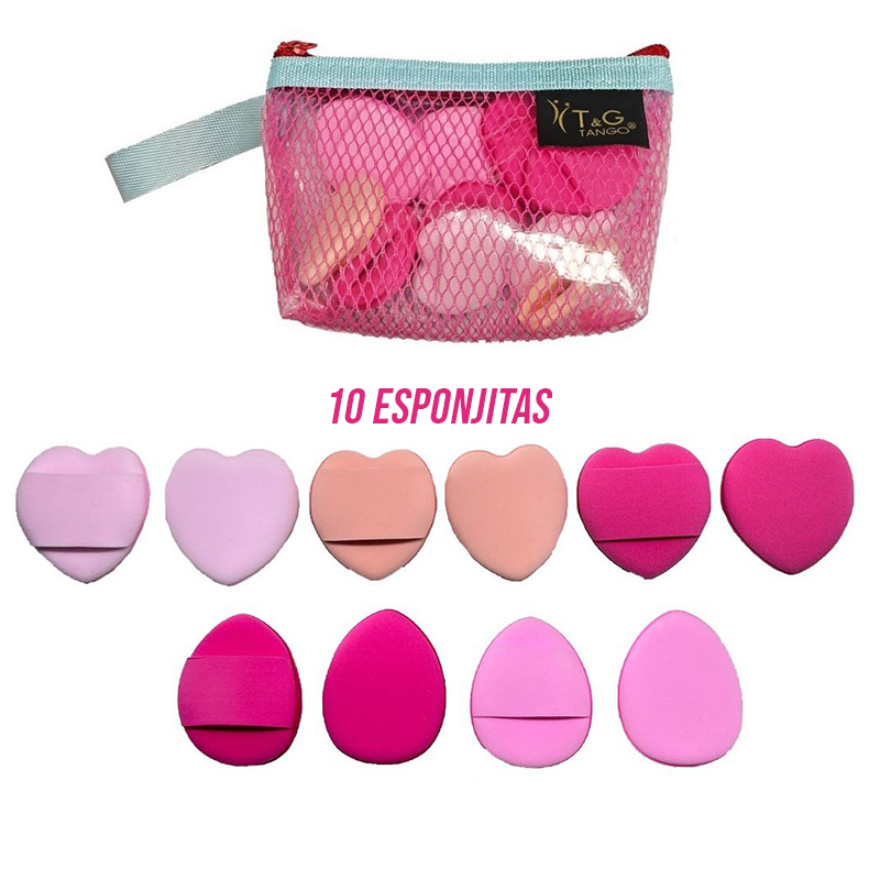 Kit 10 Esponjitas Para Dedos Aplicadores + Estuche Carterita T&G Tango