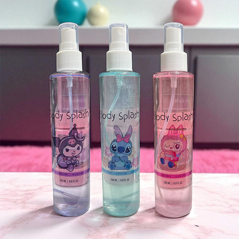 Pack X3 Body Splash C/Destellos XL Animados Kuromi Labubu Stitch Exquisitos (PROMO)(SURTIDOS)