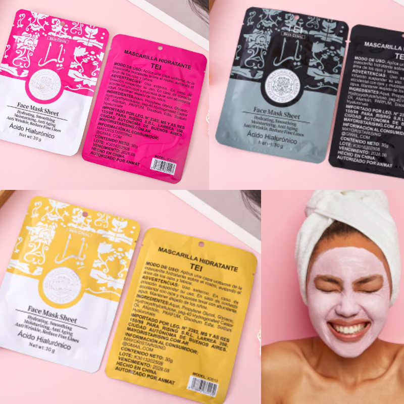 Pack X6 Mascarilla Facial Arabe Hidratante Acido Hialuronico TEI (PROMO)(SURTIDAS)