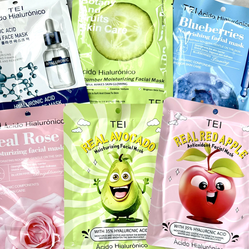 Pack X6 Mascarilla Facial Skin Care Acido Hialuronico Niacina TEI (PROMO)(SURTIDA)