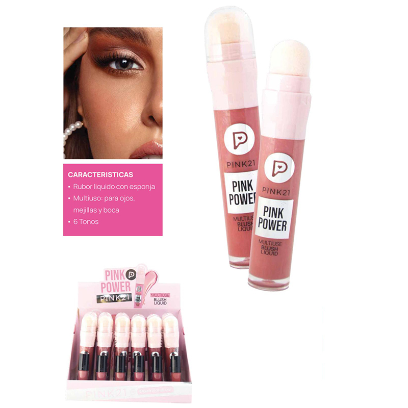 Pack X6 Rubor Pink Power Con Esponja Aplicadora Pink 21 (PROMO)(SURTIDO)