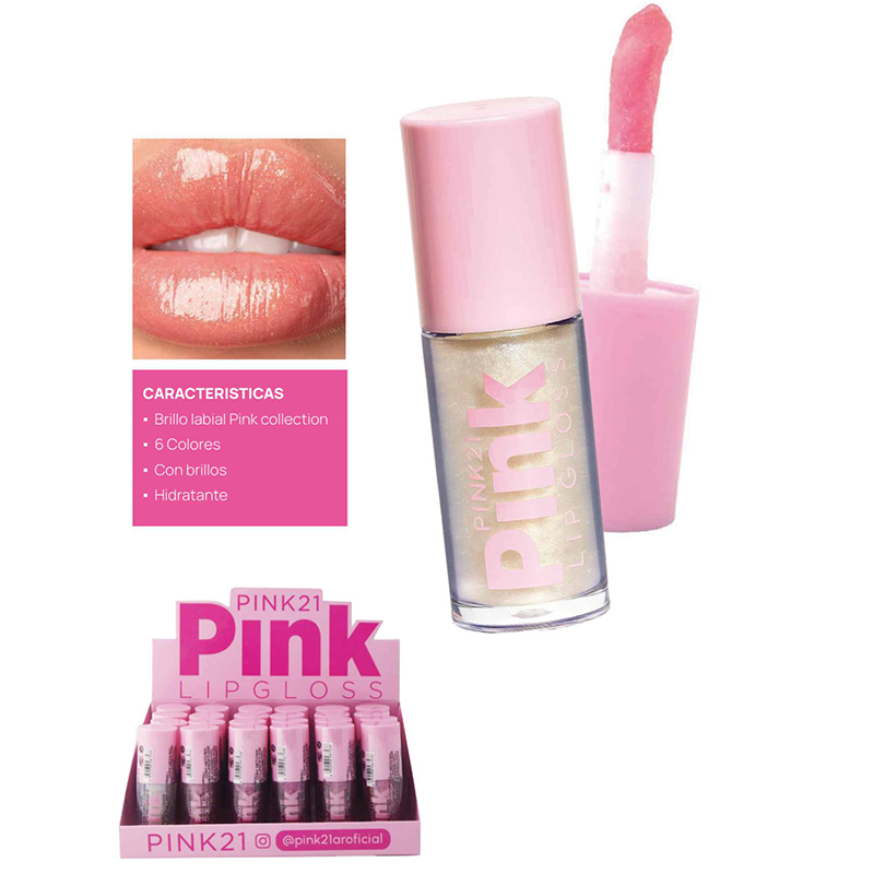 CAJA X24 Lip Gloss Brilloso Pink Coleccion Aplicador Plumon Pink 21
