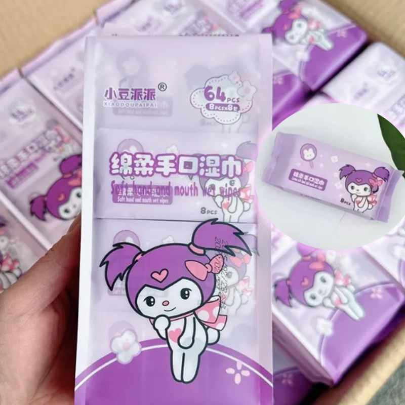 Toallita Humeda x8 Pañitos Multiuso Higienica Alcohol FREE KUROMI