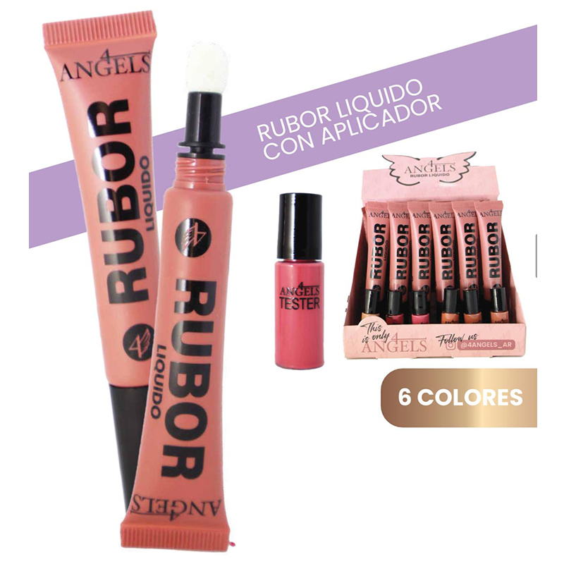 Pack X6 Rubor Liquido C/Aplicador Lippie 4 Angels (PROMO)(SURTIDO)
