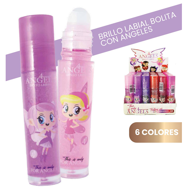 Pack X12 Brillo Labial HIdratante Roll-On Animado Destellos 4 Angels (PROMO)(SURTIDO)