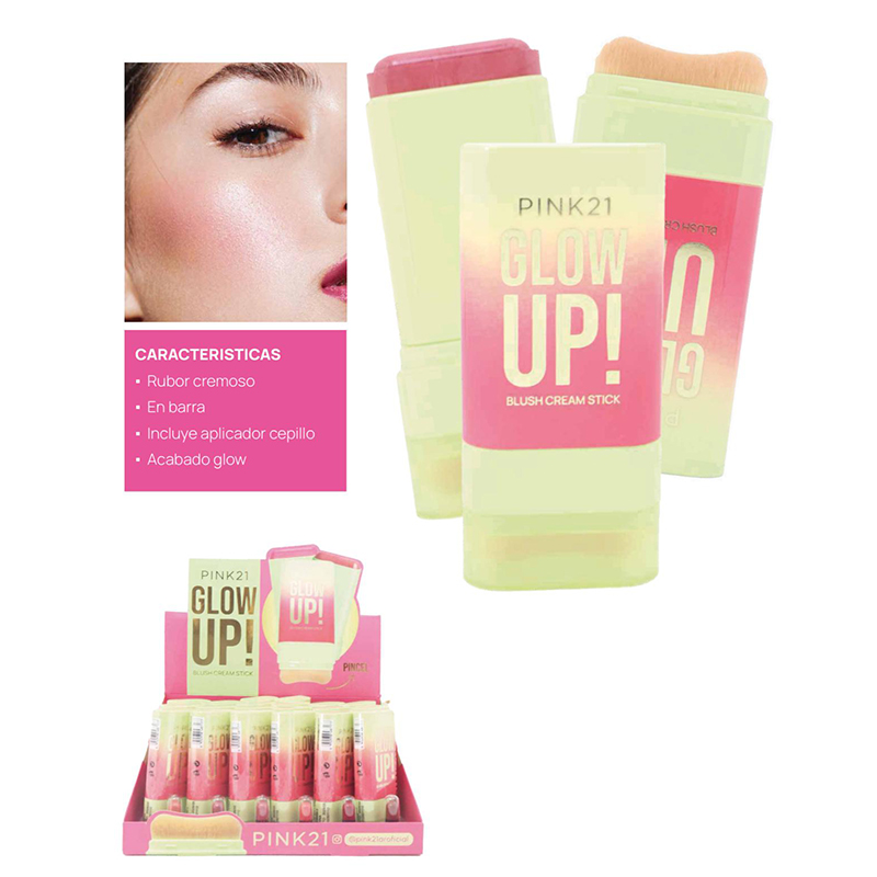 Rubor Cremoso Glow Up Barra + Brocha VIRAL Pink 21