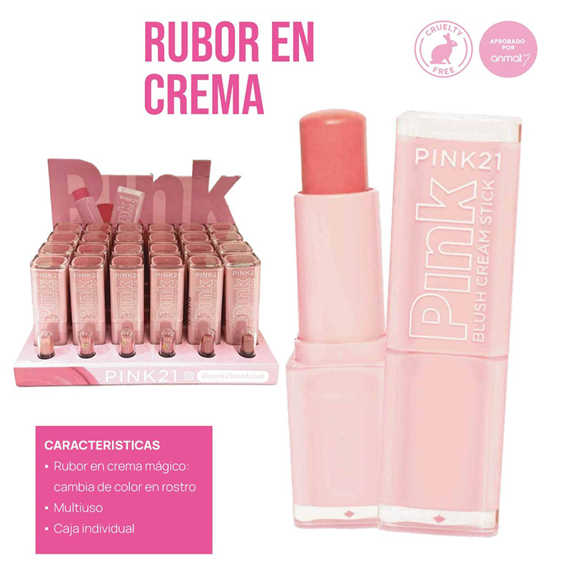 Rubor Cream Stick Barra Glamour Pink 21