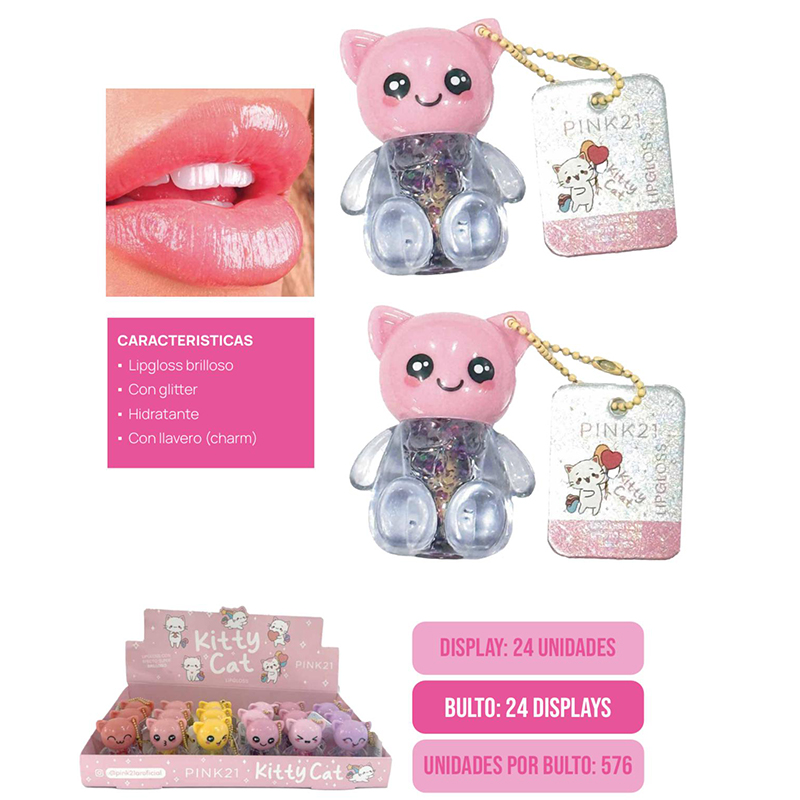 Pack X6 Lip Gloss Kitty Cat Efecto Super Brilloso Pink 21 (PROMO)(SURTIDO)