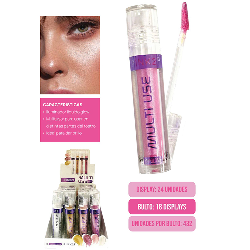 Pack X3 Iluminador Liquido Multiuso Shine Pink 21 (PROMO)(SURTIDO)