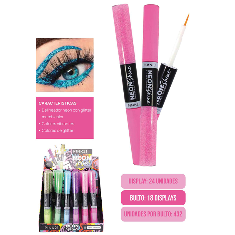 Pack X3 Delineador DUO Neon + Shine Fiesta Electronica Pink 21 (PROMO)(SURTIDO)