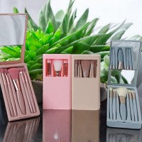 Set 5 Brochas + Estuche Rigido Con Espejo PRO