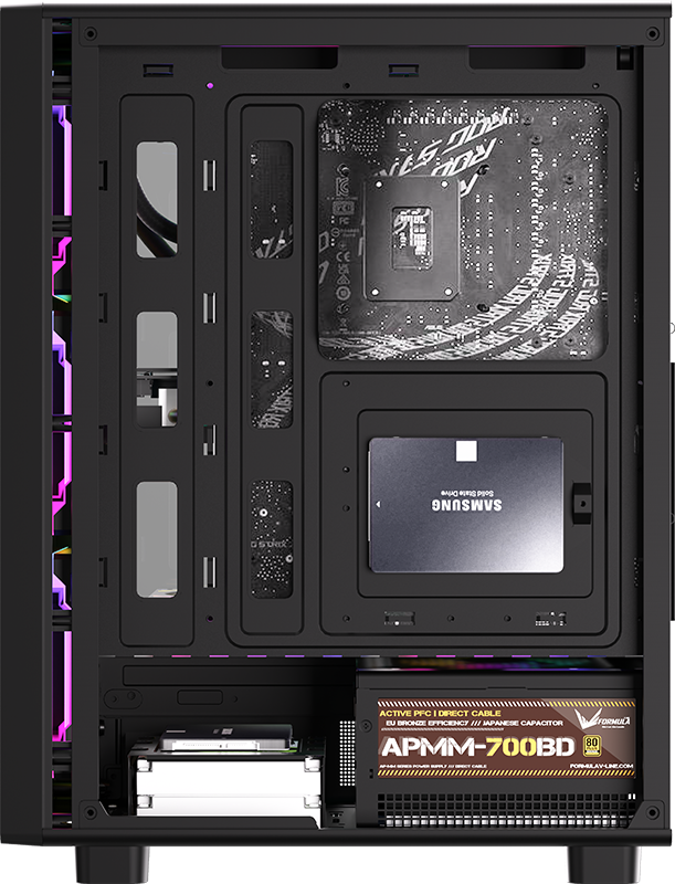 Gabinete Gamer Formula V Line Mana Dynamic Black (atx/matx + 4 Fans Frgb)