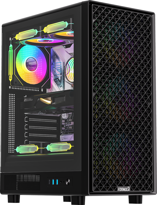 Gabinete Gamer Formula V Line Mana Dynamic Black (atx/matx + 4 Fans Frgb)