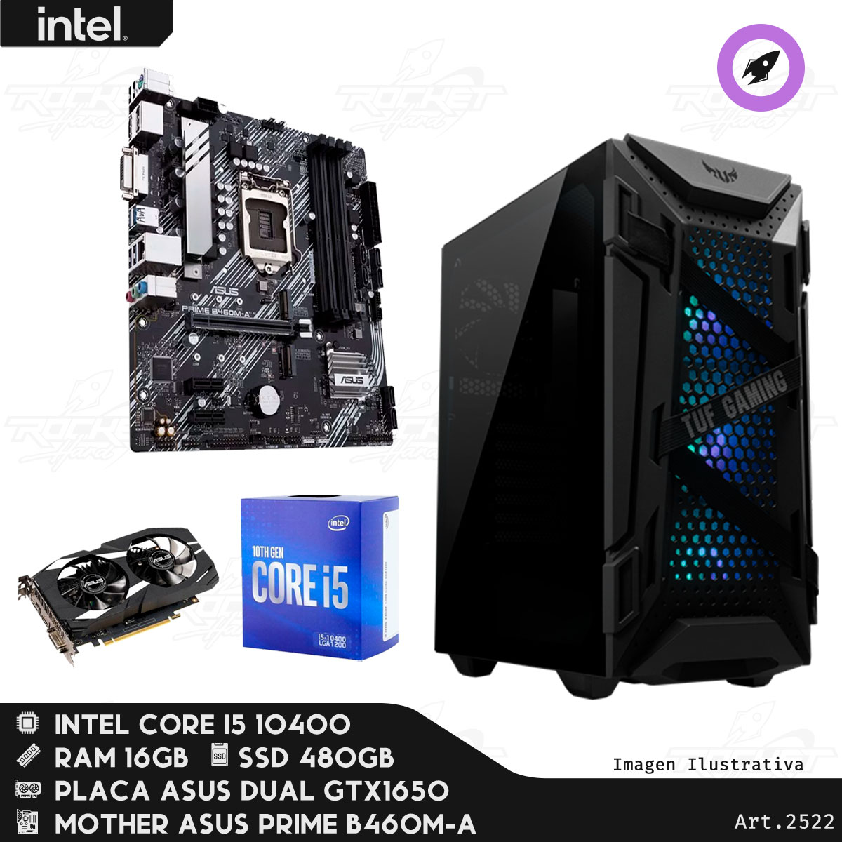 Pc Rocket Intel Core Ultra 5 225 - 16gb - 480gb - Gabinete Rgb