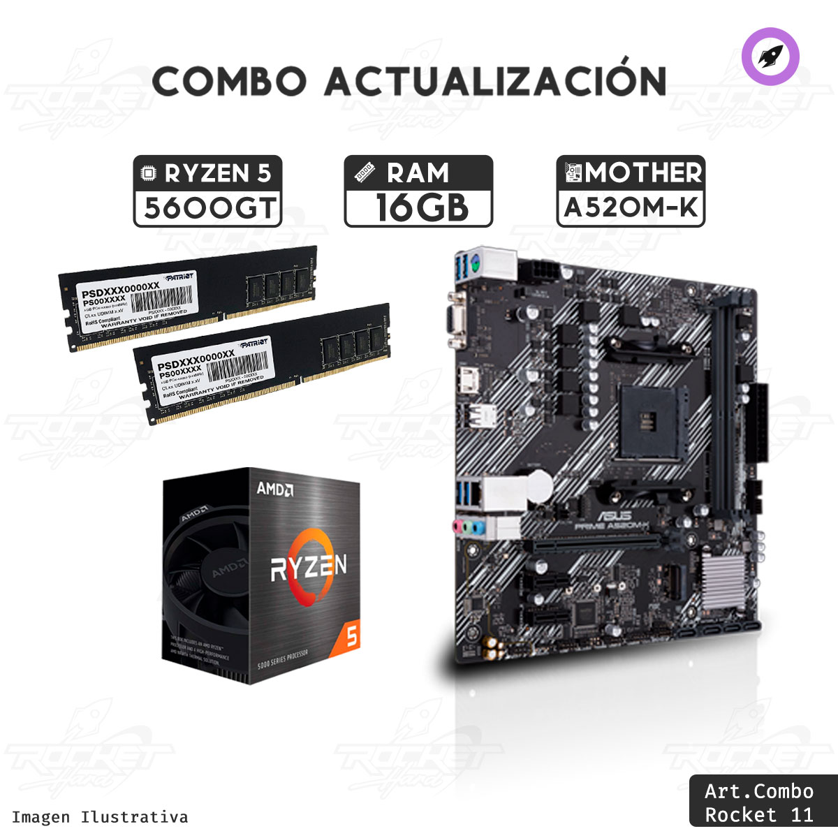 Combo Rocket Ryzen 5 5600gt - A520 - 16gb