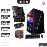 ROCKET SCHOOL 12 - RYZEN 5 4500 - A520M-A - 16GB - 500GB - RX 560 4GB - 550W 80+ - GABINETE RGB - PERIFERICOS